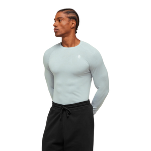 <b>Mens</b> Slim Fit Seamless Long Sleeve T-<b>Shirt</b> <b>Blue</b> Compression Gym Workout Athletic Performance Top - Product Image 3