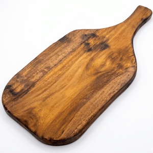 Planche à découper en bois de teck naturel antibactérien avec poignée de couteau en acier inoxydable, plateau de service pour la préparation des aliments en cuisine - Product Image 1