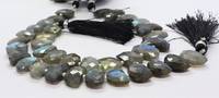 Perles fantaisie facettées en forme de D en labradorite naturelle, perles de pierres précieuses labradorite à reflets bleus, perles fantaisie de forme rare, perles de labradorite