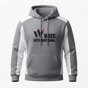 Sweat-shirt à capuche pour homme, manches raglan, gris et blanc, polyester, décontracté, vêtements d'automne, sweat-shirt de sport MMA - Product Image 1