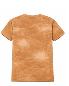T-shirt Homme Marron Clair Teinté Effet Glacé Col Rond Manches Courtes Coton Décontracté Streetwear Lavage Vintage Personnalisé OEM Fournisseur en Gros - Product Image 2