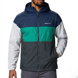Chaqueta Cortavientos con Capucha para Hombre, Diseño Color Block, Ligera, Resistente al Agua, Cierre Completo, para Deportes al Aire Libre, Running y Uso Casual - Product Image 1
