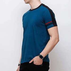T-shirt décontracté pour homme en coton tricoté coupe ajustée 150 grammes motif léopard brodé manches courtes anti-boulochage - Product Image 5