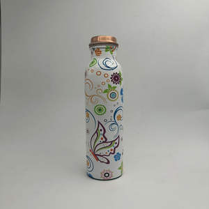 Bouteille en cuivre indien pur 100% bouteille d'eau en cuivre imprimé pour Gym Sport et voyage propose une bouteille d'eau Dirking fabriquée en inde - Product Image 4