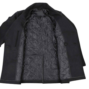 Adult <b>Men</b> Casual Pea Coat <b>Black</b> Color Slim Fit Notched Collar Eco Friendly Straight Fit Wool <b>Peacoat</b> With Custom Design And Size - Product Image 4