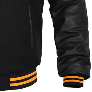 Vêtements en cuir unisexe, veste universitaire vert foncé, manches en polyester, coupe régulière, col montant, fermeture éclair, couleur unie - Product Image 5