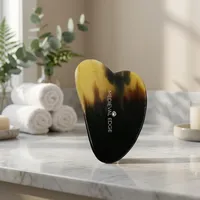 Gua Sha de luxe portatif en corne naturelle, forme cœur, style médiéval, design original d'usine indienne, pour le visage et la relaxation