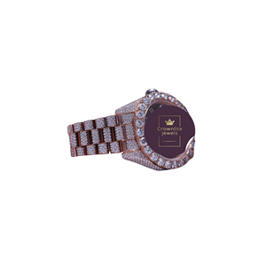 Reloj de Lujo Personalizado con Diamantes de Moissanita en Oro Rosa, Corte Redondo, para Unisex, Movimiento de Cuarzo, Estilo para Bodas y Fiestas - Product Image 3
