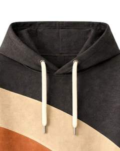 Sudadera con Capucha de Manga Corta para Hombre, Color Carbón Beige y Rojo Óxido, con Bolsillo Canguro, de Algodón y Felpa, Estilo Casual Urbano - Product Image 4