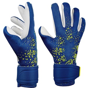 Gants de gardien de but de football bleu vert néon, en PU, antidérapants, avec sangle de poignet réglable, respirants, unisexes - Product Image 4