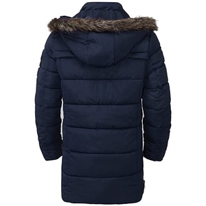 High Quality Coated Slim Fit Canvas Puffer Jacket for Men Winter Breathable Eco-Friendly Reversible <b>Coat</b> Solid Navy Blue Casual - Product Image 3