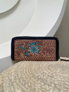 Vente chaude élégant en cuir occidental femmes portefeuille en cuir véritable nouveauté multi-usage usiné à la main sculpture coque de téléphone embrayage - Product Image 4