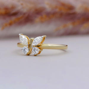 แหวนเพชรรูปผีเสื้อสีทองสีเหลืองล้วนสำหรับผู้หญิงแหวนเพชรเจียระไนและเจียระไนทรงกลมเครื่องประดับเพชรแบบมินิมอล - Product Image 2