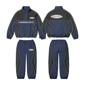 Conjunto Deportivo de Invierno para Hombre, Tallas Grandes, con Logotipo Personalizado, Transpirable, Diseño de Bloques de Color Sólido, Impermeable - Product Image 1