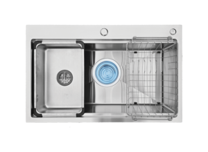 SUNMORE Évier de cuisine à cuve unique fait à la main Design moderne au-dessus du comptoir Surface brossée Garantie de 5 ans Usine du Vietnam à vendre - Product Image 4