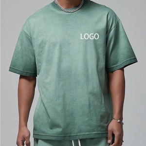 เสื้อยืดคอตตอนหนาน้ำหนักมากทรงโอเวอร์ไซส์ สไตล์วินเทจ ล้างสีแบบแอซิดวอช พร้อมโลโก้สั่งทำพิเศษ สำหรับผู้ชายไซส์พลัส สตรีทแวร์ - Product Image 1