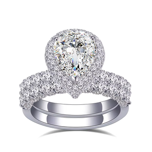 Anillo de Compromiso de Diamante Natural Corte Pera en Oro Blanco para Mujer, Certificado GIA, Estilo Romántico - Product Image 5