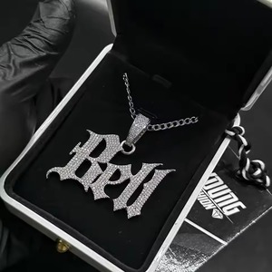 Hip Hop 925 Silver Moissanite Letter Pendant Micro Pave Iced Out Men's <b>Chain</b> Necklace Everyday Wear <b>Rapper</b> Bling Custom Pendant - Product Image 1
