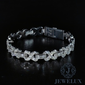 Bracelet tennis moderne et élégant en moissanite unisexe avec pierres étincelantes, plaqué or, cadeau au prix export - Product Image 1