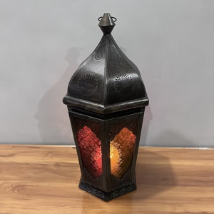 Artisan Design L537 Moroccan Iron <b>Lantern</b> <b>Candle</b> <b>Holder</b> 9.25X10.5X21" for Home Decor Ramadan Eid Islamic Table Use - Product Image 6