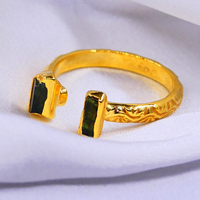 Bague en argent sterling 925 plaqué or avec pierre brute de kyanite pour femme, idéale pour les mariages