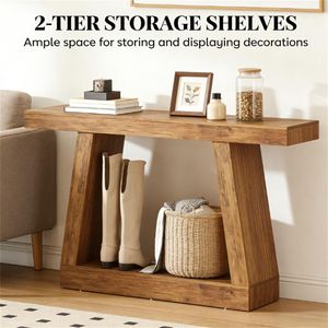 Dark <b>Brown</b> Console <b>Table</b> As Entrance or Lobby <b>Table</b> with Storage for Home Office Use - Product Image 3