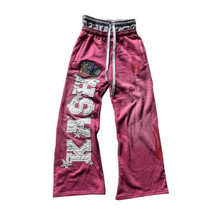 Pantalon de survêtement empilé personnalisé pour homme, coupe oversize, en coton French Terry, jambe large, double taille, style baggy - Product Image 2