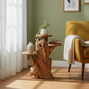 Support de présentation en racine de teck biologique unique de luxe ARTERRA, artisanal, en bois massif, pour intérieur et extérieur, décoration rustique artisanale pour la maison - Product Image 4