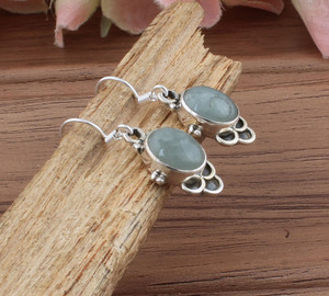 Boucles d'oreilles pendantes de luxe en labradorite naturelle, argent massif 925, bijoux faits à la main, éclat bleu unique, mariage, anniversaire, fête - Product Image 2