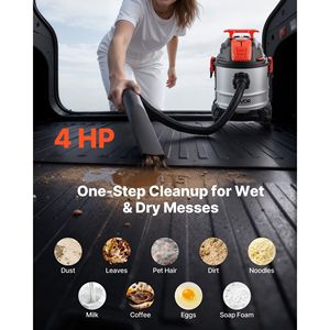 Aspiratore Industriale Wet & Dry da 22 Litri, 4 HP di Picco, 900W di Potenza Nominale, Doppio Filtro da 1,25 Pollici x 7 Piedi, Autopulizia con Un Solo Pulsante - Product Image 2