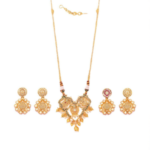 18K Gold Plated Zircon Designer Fashion Necklace and Earring Set - Product Image 2