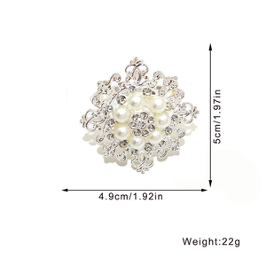 <b>Silver</b> Metal Pearl <b>Napkin</b> Ring Flash I Rhinestone Metal <b>Napkin</b> Holder Nordic Style Mother-of-pearl Wedding Party Table Decor - Product Image 5