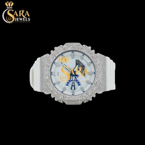 High Demand Luxury Mechanical <b>Watch</b> Moissanite Diamond Half Iced Square <b>Case</b> Rubber Strap Stainless Steel Business Design - Product Image 3