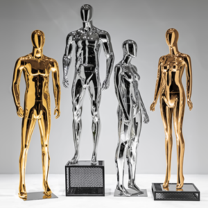 <span class=keywords><strong>Mannequin</strong></span> corps entier électroplaqué miroir chromé or argent métallisé pour vitrine de magasin de vêtements - Product Image 1