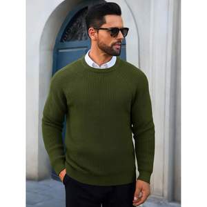 2025 suéter de cuello redondo de punto gofre para hombre con mangas largas 2025 Otoño Invierno con textura térmica ODM Supply - Product Image 4