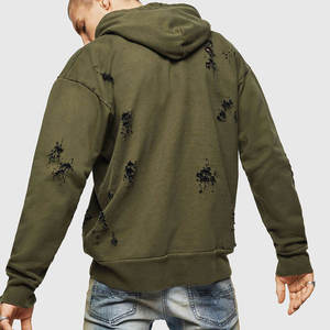 Sweat à capuche brodé appliqué effet vieilli, manches longues, doublure thermique, en mélange de coton - Product Image 4