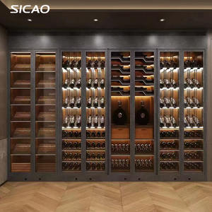SICAO OEM High Quality Wall Mounted Built-in Different Size Customize <strong>Wine</strong> Cellar Design Display <strong>Wine</strong> Cooler <strong>Cabinets</strong> Bar - Product Image 1