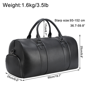 Leather <b>Duffel</b> <b>Bag</b> With Shoe Compartment Duffle <b>Bag</b> Zipper Closure Travel Weekender <b>Bag</b> Black <b>Duffel</b> <b>Bag</b> Travel Duffle <b>Bag</b> - Product Image 2
