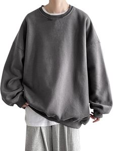 เสื้อสเวตเชิ้ตผู้ชายสไตล์เคป๊อป แฟชั่นทรงหลวม ไหล่ตก ทรงโอเวอร์ไซส์ เนื้อผ้านุ่มคุณภาพสูง สไตล์ยูนิเซ็กส์ - Product Image 2