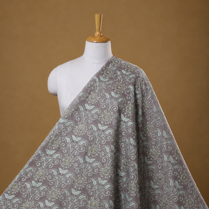 Grey Embroidered Organza Sari Fabric With <b>Sequin</b> Details For Women Party Wear Designer Garments Bridal Wear - Product Image 4