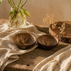 ชามเสิร์ฟมะพร้าวอินเดียคุณภาพสูง FAIZA CRAFT งานฝีมือสุดหรู ตกแต่งเปลือกมะพร้าวขัดเงา เหมาะสำหรับงานแต่งงาน - Product Image 6