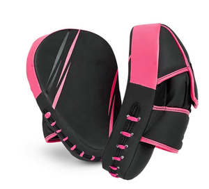 Mitaines de boxe en PU noir et rose, équipement de protection, fermeture à boucle élastique réglable pour adultes unisexe - Product Image 5