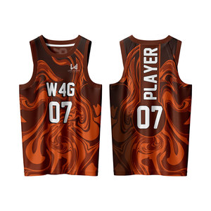 ชุดเสื้อและกางเกงบาสเก็ตบอลพิมพ์ลายแบบ W4G Heat Transfer ผลิตจากโพลีเอสเตอร์ 100% ระบายอากาศได้ดี ซับเหงื่อ แห้งเร็ว คอกลม - Product Image 5
