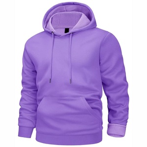 Sudadera con Capucha Morada para Hombre, Corte Regular, Felpa, Color Sólido, con Bolsillo y Cremallera, para Otoño - Product Image 1