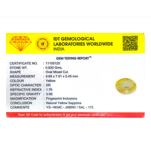 4.1 Carat Oval Cut Yellow Sapphire Loose Gemstone for Fine Jewelry - Product Image 4