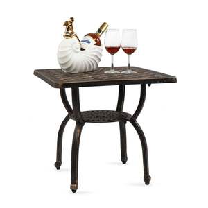 Tavolo esterno esterno in alluminio pressofuso, tavolo esterno antiruggine, Patio, tavolo da bistrot per giardino interno, - Product Image 2