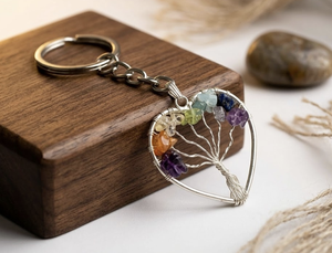 Llavero de Corazón con Piedras Preciosas Hecho a Mano de 7 Chakras - Product Image 2