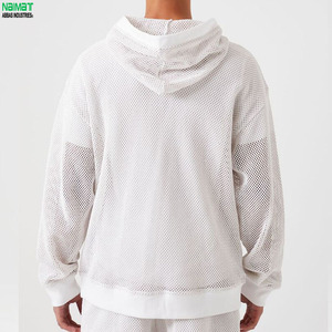 Custom Summer Y2K Air Mesh Zipper Hoodie 3D Breathable Casual Sport Streetwear Jacket Lightweight <b>Fishnet</b> 100% Cotton High - Product Image 4