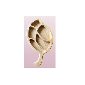 Bandeja de Servir de Madera Hecha a Mano con Forma de Hoja, Diseño Multicompartimento, Ecológica, Organizador de Aperitivos y Condimentos - Product Image 1