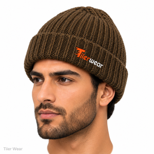 Gorro de esquí de calavera unisex personalizado al por mayor, gorro de punto con logotipo de parche tejido con puños para hombres y mujeres - Product Image 2